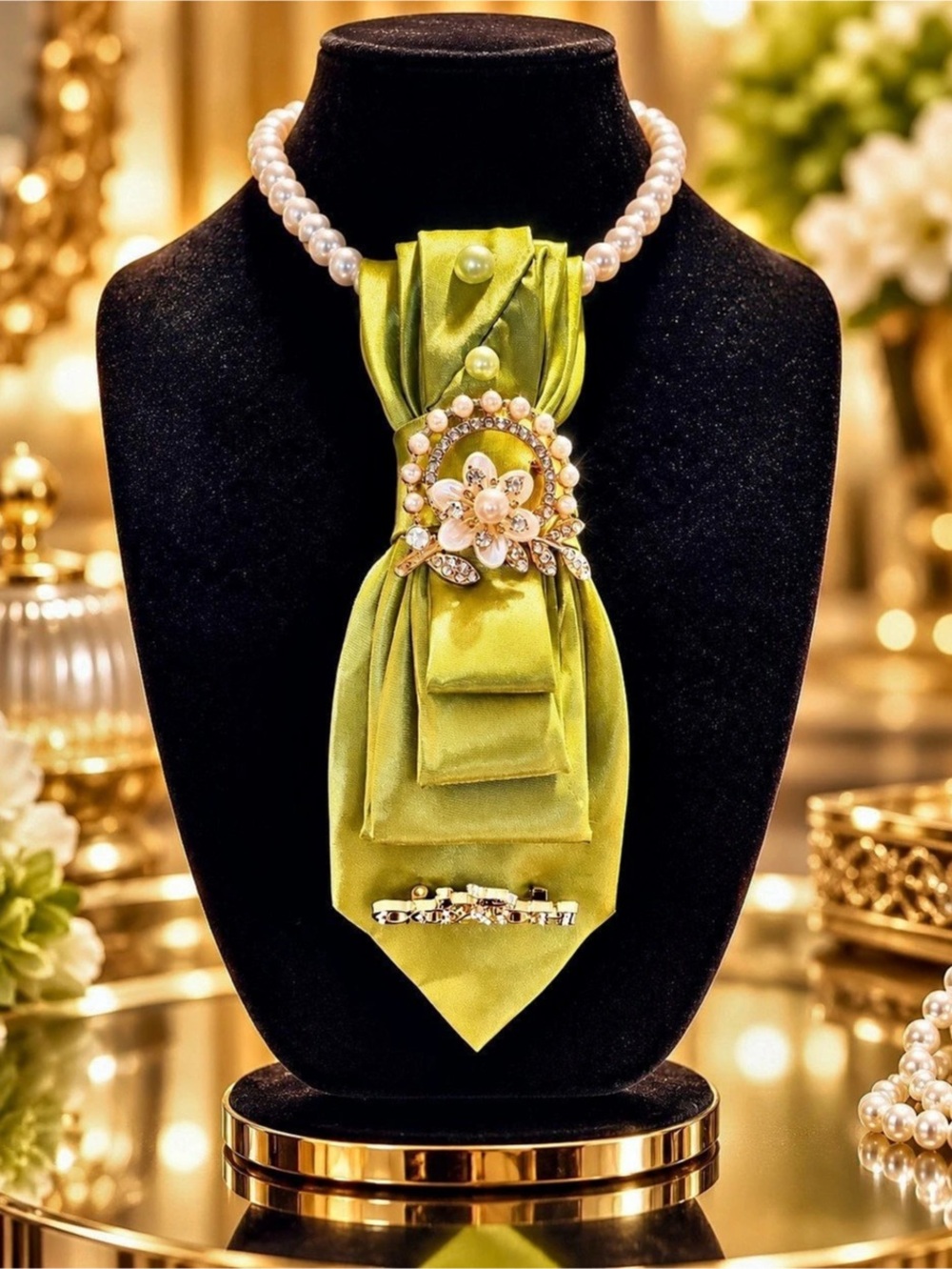 Green Pearl Statement Necklace Like New